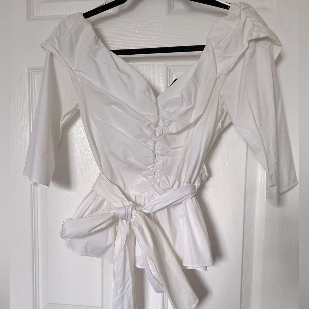 Zara Pleated Off Shoulder Top w Tie